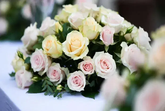 Wedding ceremony arch with flowers