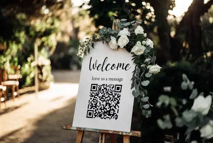 QR code on a wedding welcome sign